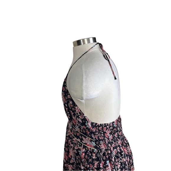 Express Black Floral Metallic Tiered Ruffled Spaghetti Straps Mini Dress Sz XL - Picture 4 of 15